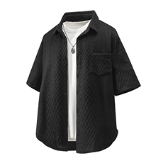 数据新款春夏肌理短袖衬衫日系百搭纯色针织简约CS928-P50，男装T恤，电商A128