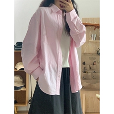 TC783-P45粉色竖条纹文艺衬衫女早秋穿搭宽松上衣通勤休闲风，男装衬衫，星座617A-2