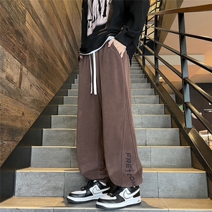 重磅奥粒绒束脚卫裤男秋冬潮牌宽松大码休闲长裤加绒加厚K389-P55图片