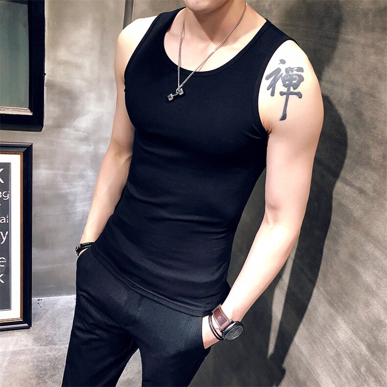 618-特p20夏季无袖坎肩背心男纯棉修身运动健身男士宽肩汗衫,男装背心/马甲,电商D303