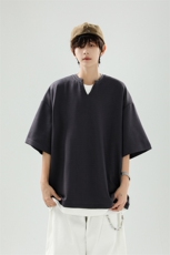 8XL-M特大码短袖男假两件五分袖高品质空气层宽松上衣DX321P35，男装T恤，电商D206-1