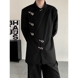 2025春季新中式中山装立领金属扣西服结婚礼服休闲西装男女外套图片