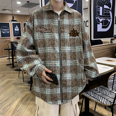 美式复古格子星星夹克外套男女秋冬潮情侣宽松上衣JK09284-P68，男装夹克，星座308B-2