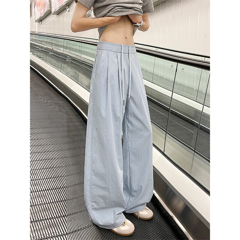 肌理感垂感冰丝休闲裤5X2034-TP2549蓝色慵懒阔腿山本裤，男装休闲裤，电商A102