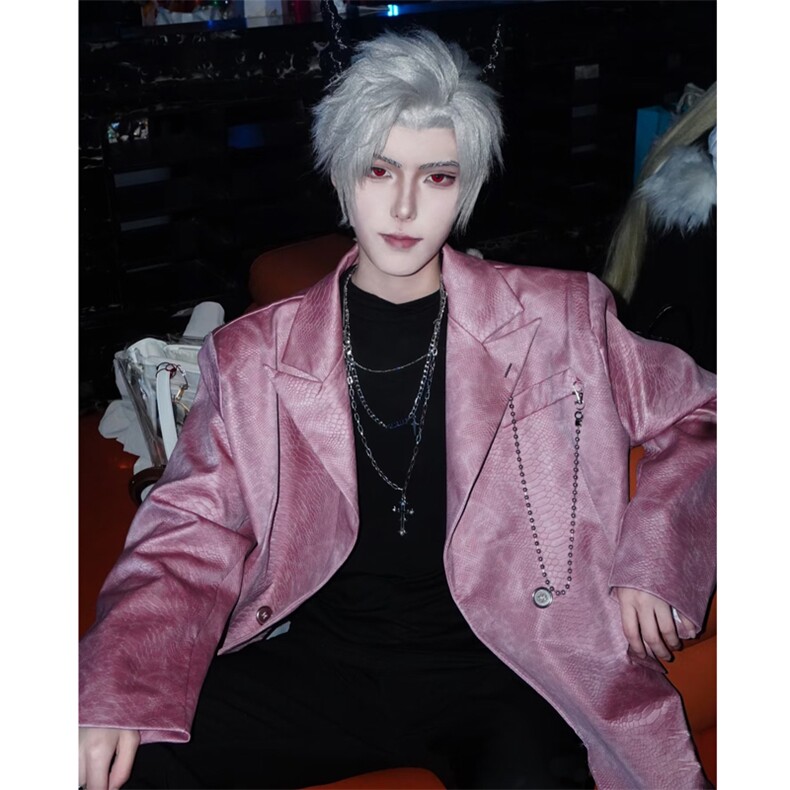 （现货）新款光感3D蛇纹皮钢链高级感西装男2008-P128，男装西服套装，星座910-5