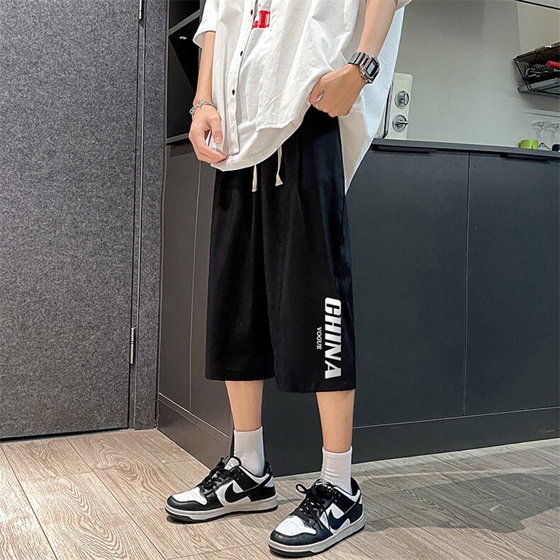 QK72001-P25冰丝七分裤男大码速干短裤男五分裤港风,男装休闲裤,电商A040