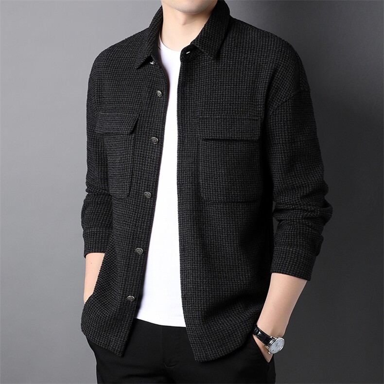 新款秋男中年翻领外套上衣中年2021休闲夹克爸爸装HPN210231-P160，男装夹克，电商B212（原钱塘6029）