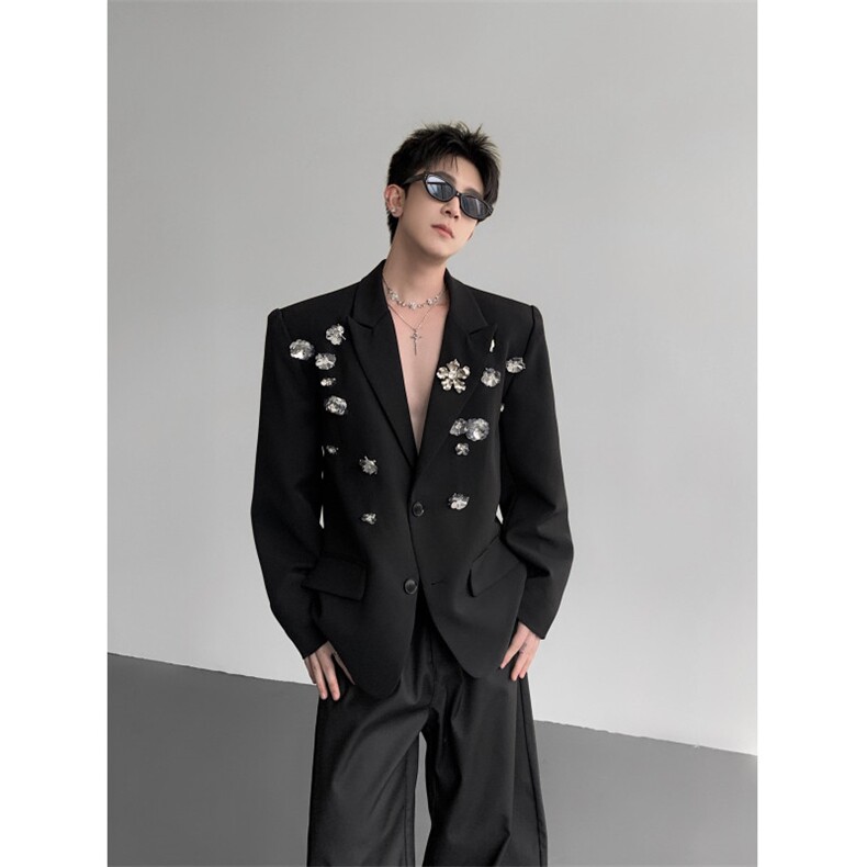 现货 25秋冬设计金属花朵重工华丽蹦迪礼服西装外套xz155-p168图片