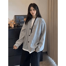 抖音得物高品质二开26春季美式潮牌宽松卫衣开衫日系肌理男女外套，女装短外套，电商A443