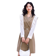 高端精致西装连衣裙女春秋绝美气质高级感2025新款御姐小个子法式，女装连衣裙，霓裳依族