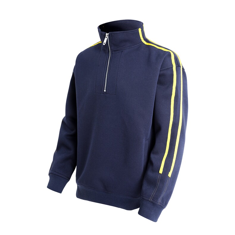 秋季380克全棉宽松条纹拉链套头卫衣立领POLO衫外套AH914-P42，男装Polo衫，星座610B-1