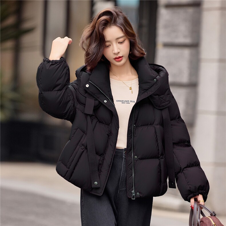 短款羽绒服女冬季2025新款小个子高端品牌时尚宽松白鸭绒连帽外套,女装羽绒服,靓衣阁