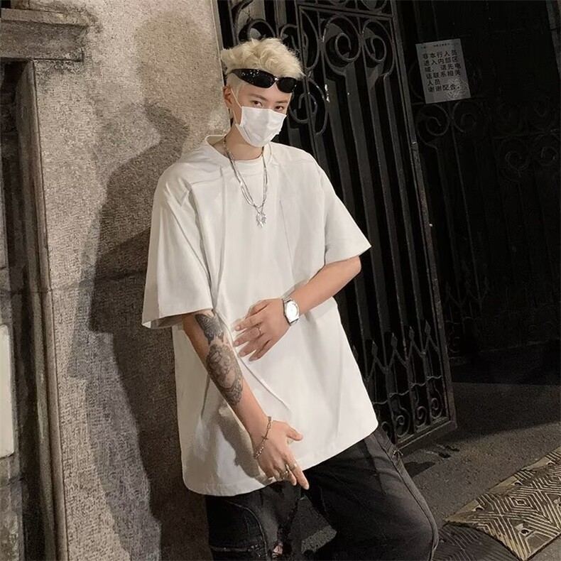 短袖t恤男款夏季宽松上衣纯棉原细节褶皱纯色半袖体恤衫TX2,男装T恤,星座1116A-1（原606A）