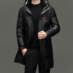 BG2452冬季海宁男士真皮绵羊皮面包服加厚羽绒风衣连帽休闲皮衣图片