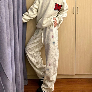 春装高品质扎染刺绣工艺弯刀卫裤男重磅复古垂感休闲运动裤阔腿裤图片