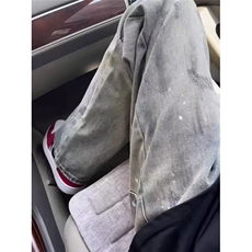 法式水洗脏染泼墨牛仔裤男潮牌美式高街vibe裤子设计感直筒弯刀直，男装牛仔裤，星座1210-1
