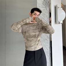 小众设计师个性拉链扎染百搭修身高领打底两色C2411，男装T恤，电商C212