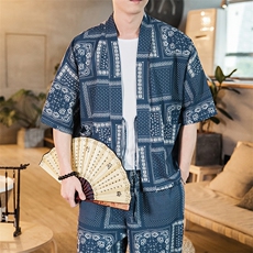 夏季大码风道袍棉麻开衫薄款衬衫日系和服情侣外套潮F03/P45，男装衬衫，钱塘713