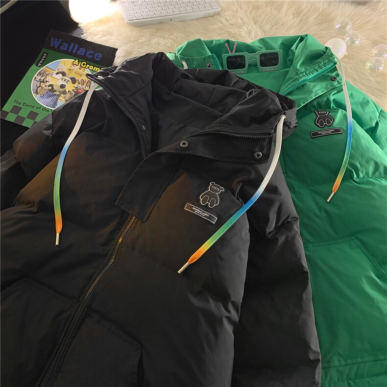港风新品小熊加厚宽松连帽面包服棉衣外套情侣装棉服G1033P128,男装棉衣,电商A339
