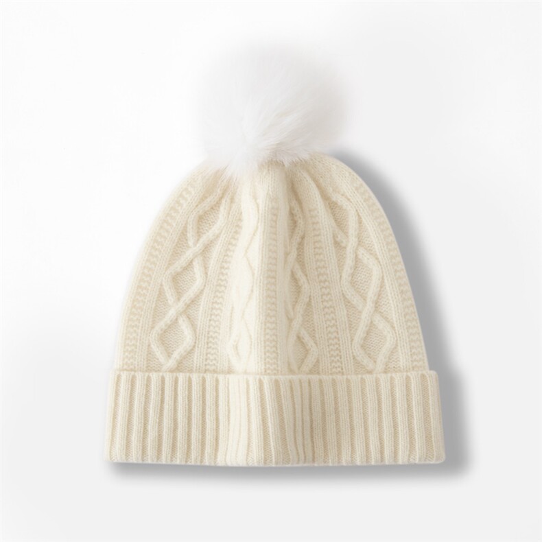 2025年春季新款百搭女士凌型提花翻边加厚保暖帽，帽子，窄众羊绒