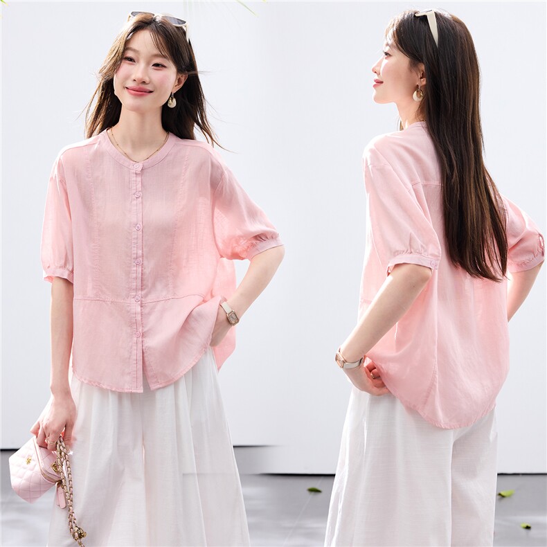现货2026夏装新款休闲透气舒适女士短袖衬衣，女装衬衫，木子恋