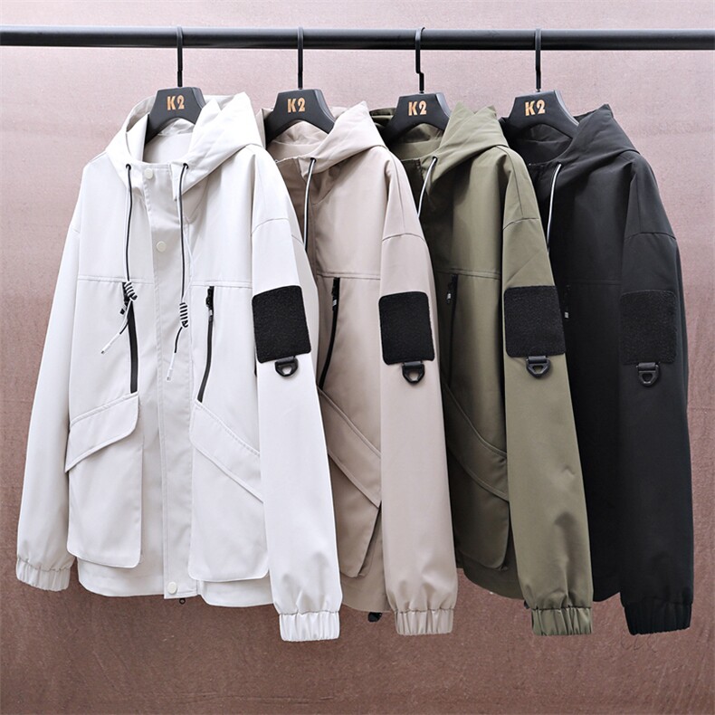 春季现货中性风大码户外夹克男连帽冲锋衣外套DSA157B-J152-P60图片