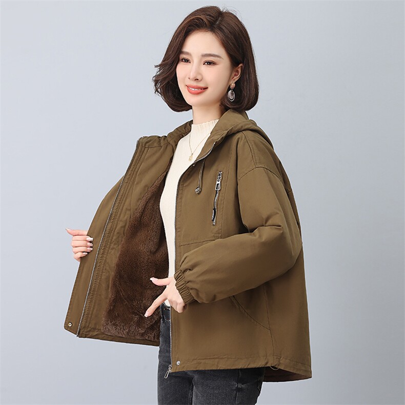 2023年冬季时尚潮流休闲加绒加厚派克服，女装派克服，独衣靓