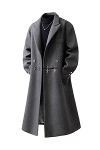 英伦金属装饰大码M-5XL毛呢风衣男聚酯纤维FY77072P138控198图片