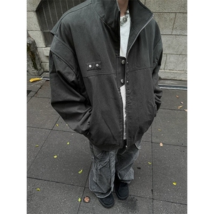 皮衣外套男穿搭美式复古休闲皮夹克短款机车服513AJK2675P70图片