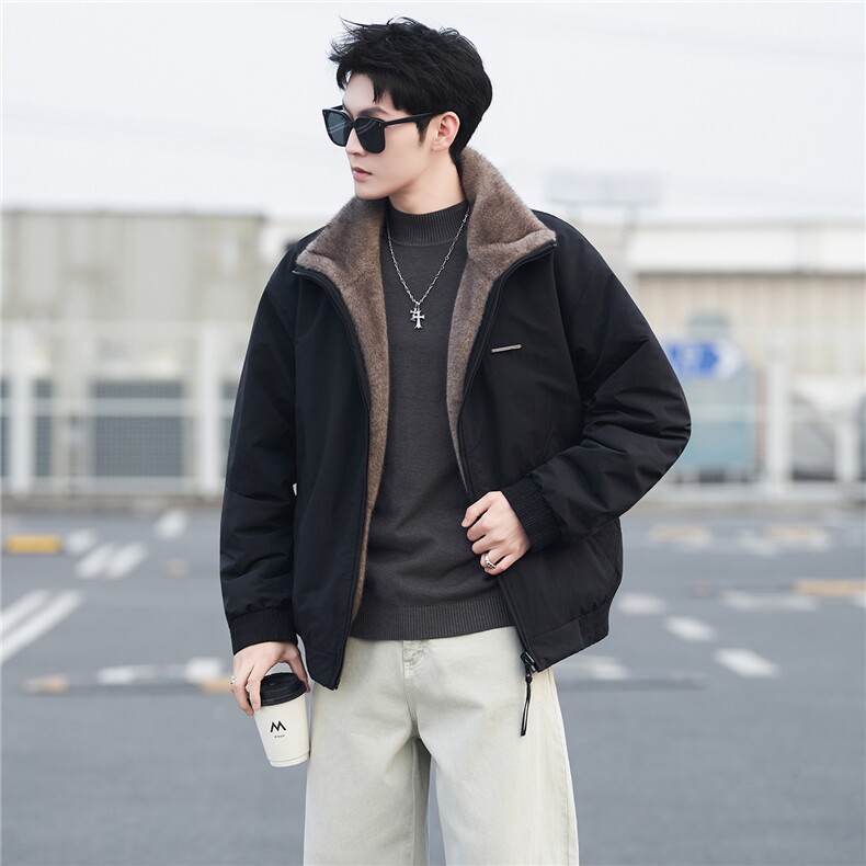 M-3XLB3539899P178黑2025新款男士冬季双面可穿座山雕棉服男，男装棉衣，电商B353