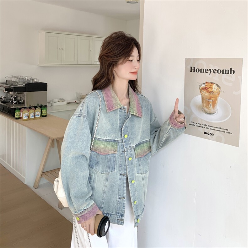 美式巴恩风短款工装牛仔外套女春2025秋超火好看高级小众夹克上衣图片