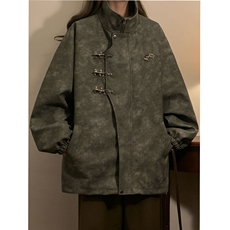 中性风美式复古飞机扣可拆卸胸针PU皮衣夹克男JK77768P105控148，男装夹克，星座226-1