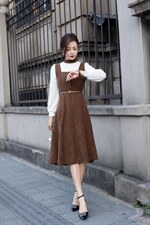 【现货】新款拼接灯芯绒连衣裙，女装连衣裙，萱萱家