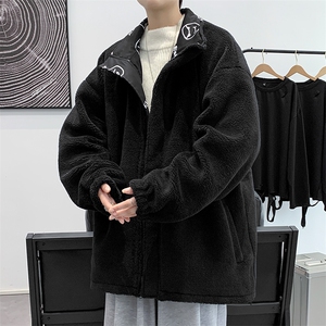 冬季加绒加厚棉服羊羔绒开衫双面穿青少年外套男MY101P95图片