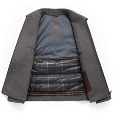 主推高端手工绵羊毛双面呢羽绒大衣男中年脱卸羽绒内胆双面呢夹克，男装毛呢大衣，钱塘723