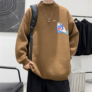 控68半高领毛衣男士大码针织衫男毛线衣男 M18262-P45 加绒款-P65图片