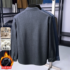 2025新款男秋冬保暖衬衫山羊绒商务长袖无痕抗皱爸爸装衬衣，男装衬衫，钱塘723
