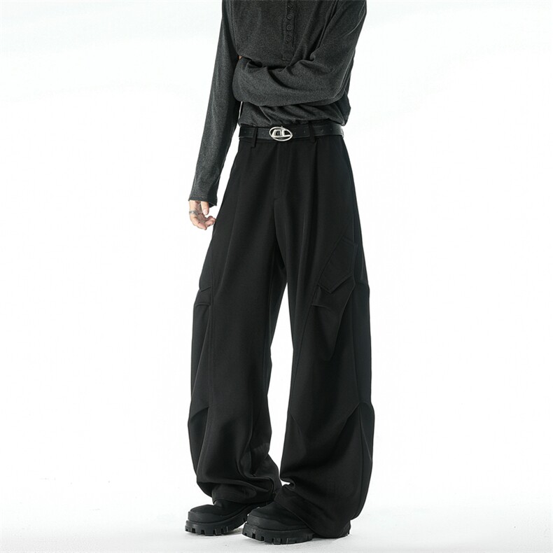 美式褶皱西裤秋季宽松高级感户外运动休闲长裤504-K898-特P42控78,男装西裤,星座504
