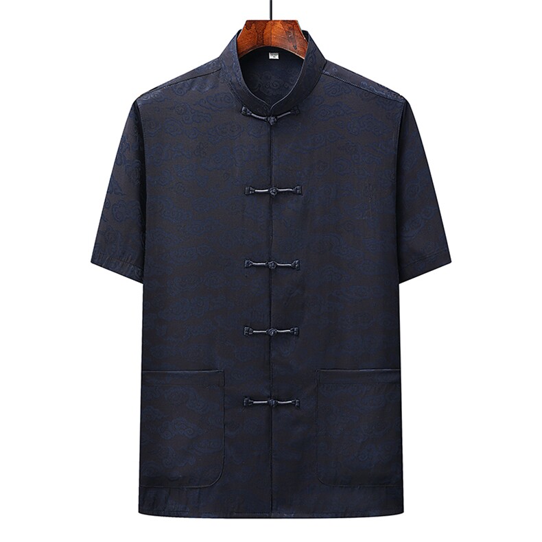 风唐装中年短袖衬衫套装男士夏装太极服宽松套装CF2806-P110,男装休闲套装,星座1105-3