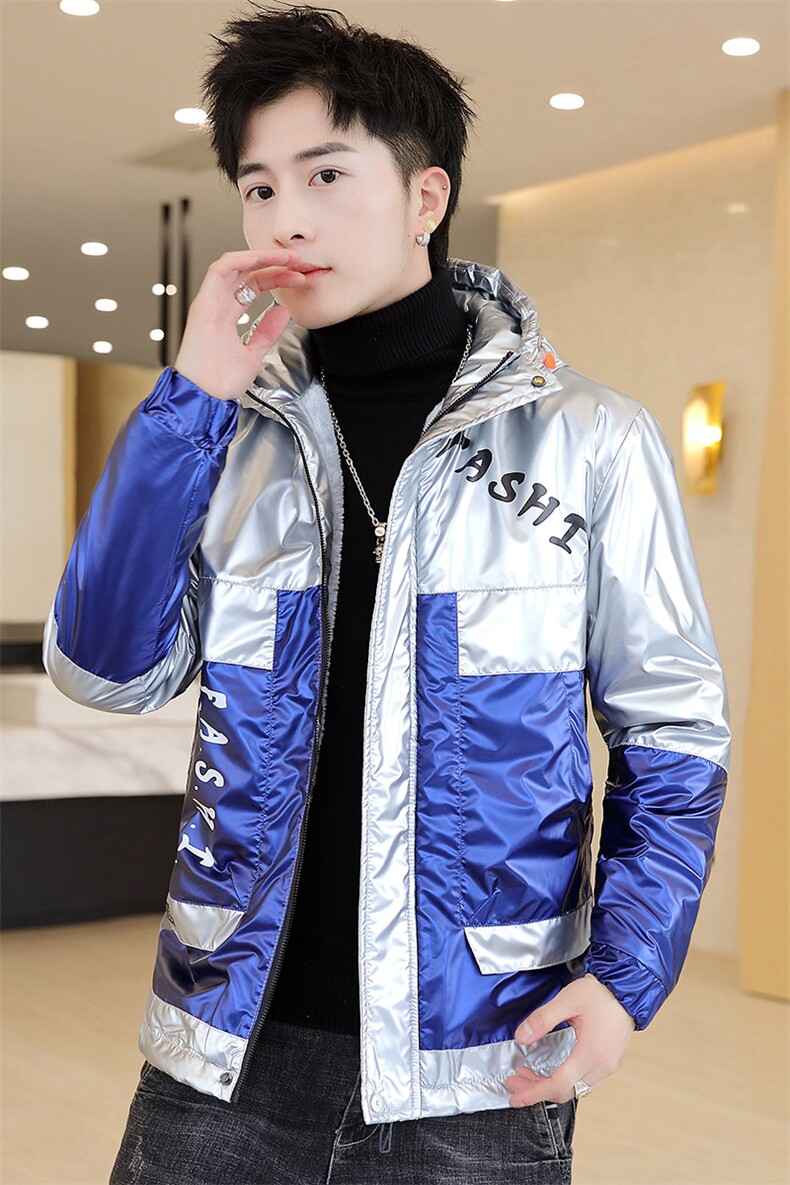 冬季亮上拼羽棉服男模特加厚夹克保暖外套工装棉衣蓝871加绒,男装夹克,星座1207