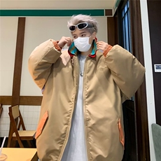 复古设计感拼色翻领双领夹克棉衣男女宽松保暖棉服外套潮JK8236，男装夹克，星座1116A-1（原606A）