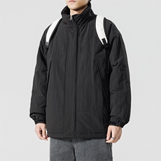 冬季潮牌日系纯色简约加绒加厚保暖防寒休闲棉服外套MY9079-P100，男装棉衣，电商A128
