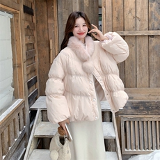 新款现！真狐狸毛保暖粉色羽绒服外套2C133-6003-P280-K408，女装羽绒服，2C133