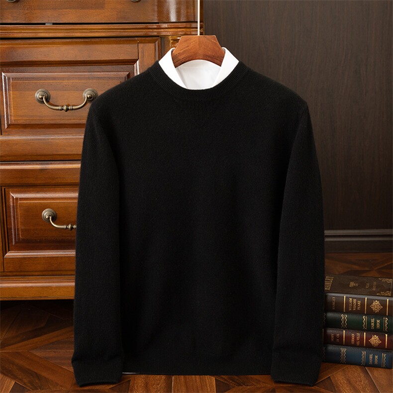 新款男羊绒开衫秋季保暖时尚简约圆领毛衣品质舒适百搭长袖针织衫，男装羊绒开衫，吉高羊绒