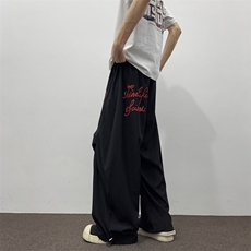 白色设计感爱心字母休闲阔腿裤女2025夏季新款嘻哈速干街舞直筒裤，男装休闲裤，星座410-6（原星座1304-1）