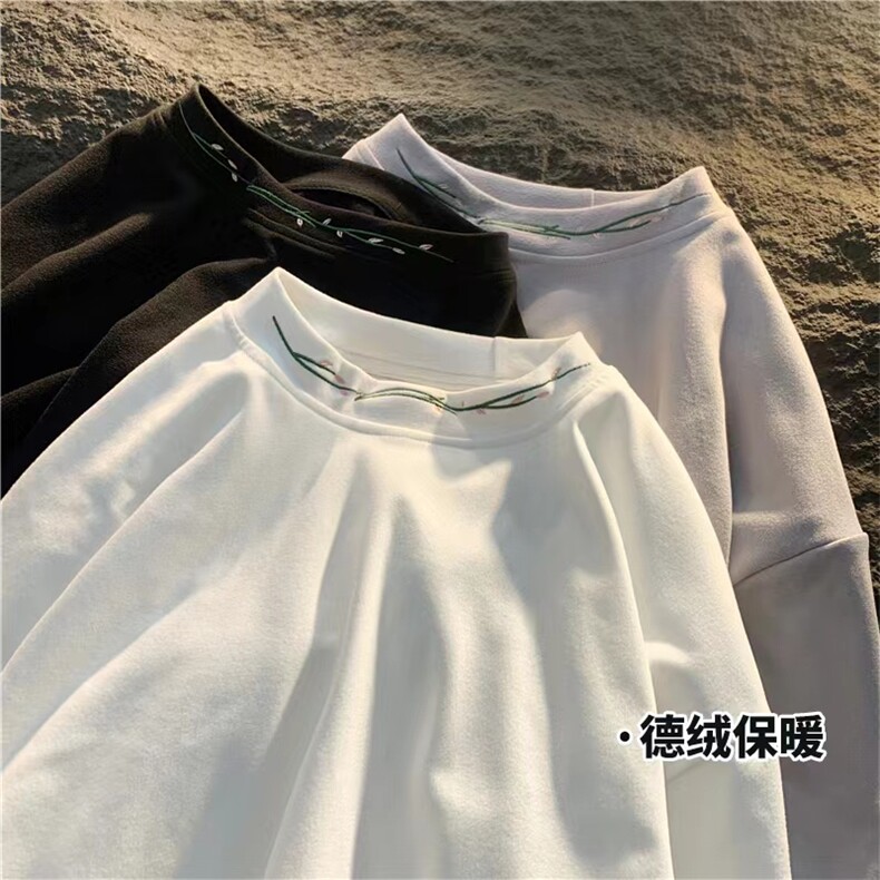 2025秋季新款德绒中领卫衣刺绣打底A316-1-Y94p40控58图片