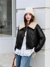 【冬季女装新款】大量现货时尚百搭加棉保暖皮衣皮棉外套，女装皮衣，缘衣格