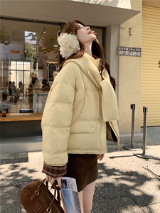 现货新款独特超好看短款羽绒服女款冬季立领面包服小个子羽绒外套图片