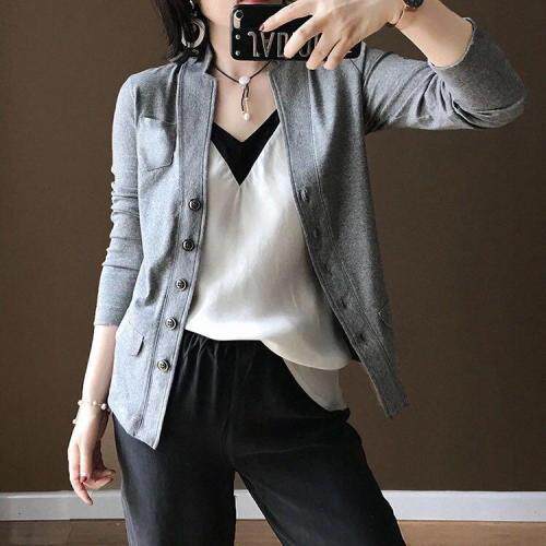 高弹力小外套西装领黑色灰色MLXL，女装西装，欧诗尚