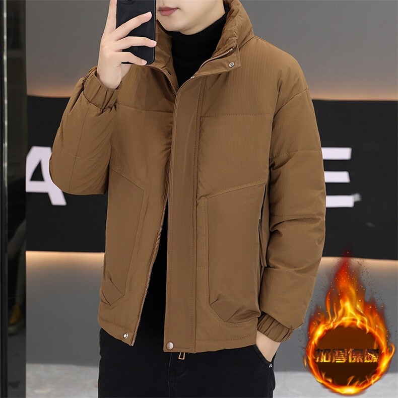 冬季加厚棉衣男休闲时尚立领纯色棉衣潮流棉服外套M962-P100图片
